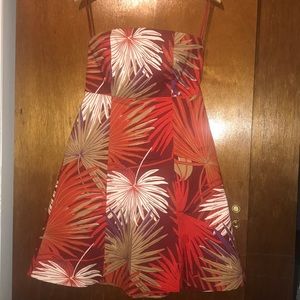 Knee high floral strapless party dress